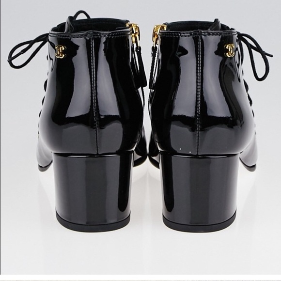 Authentic Chanel Interlocking CC Logo Lace-Up Bootie - Picture 4 of 9